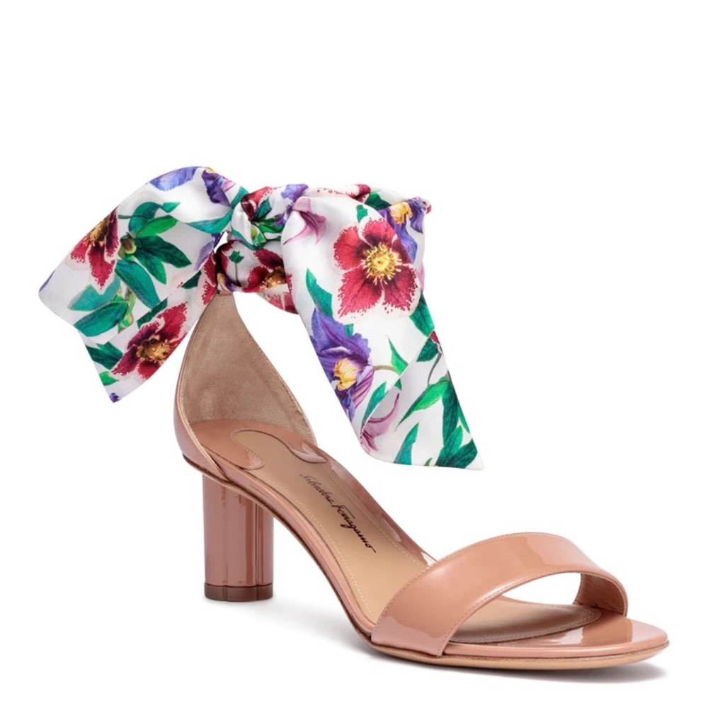 Salvatore Ferragamo
Tursi Ankle-Tie Patent Leather Sandals Size 7 good condition